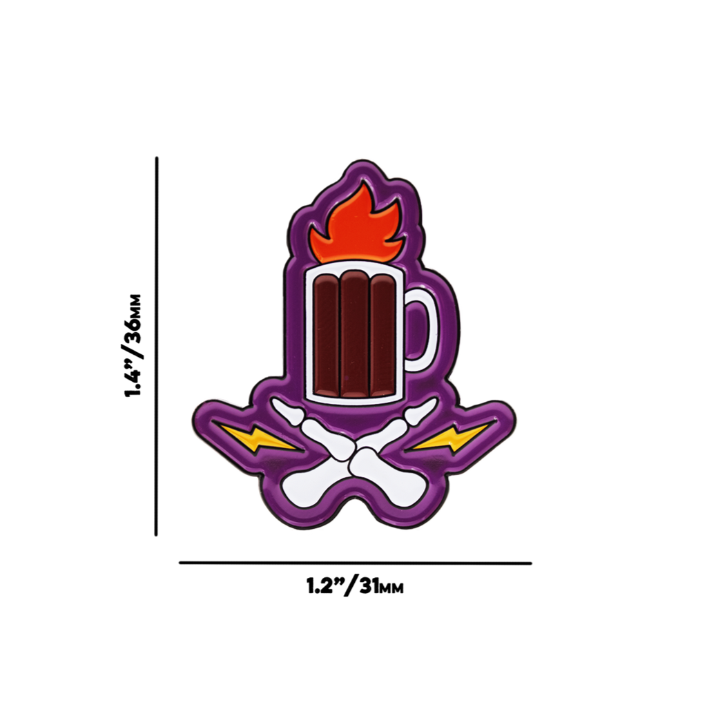 Flaming Moe Drink and Crossbones Pin