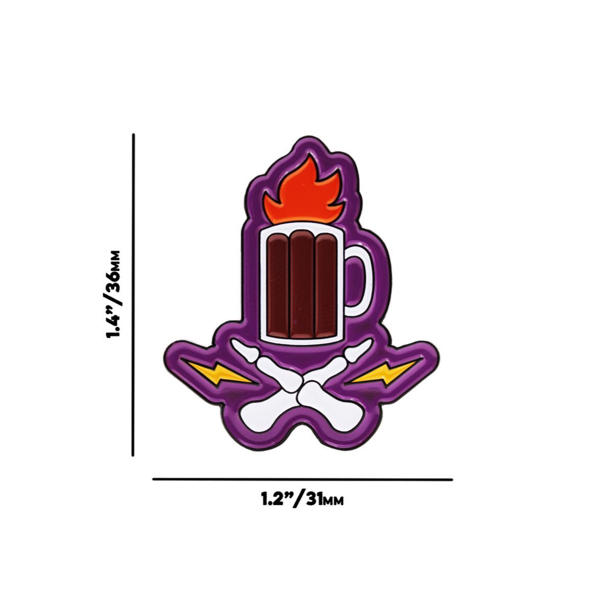 Flaming Moe Drink and Crossbones Pin